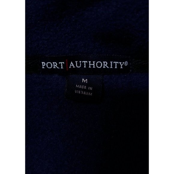 Port Authority Mens Medium Dark Blue Full Zip Fleece Logo Flag Star Jacket - Picture 11 of 12